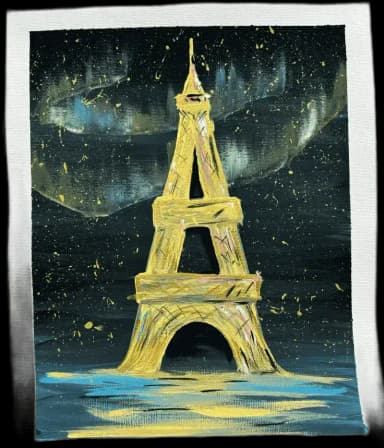 Gold Eiffel Tower with the night background