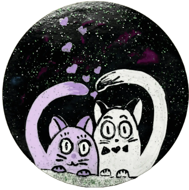 Lovely Valentines purple and white cats